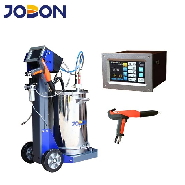 Pistol semprot powder coating dengan unit kontrol dan hopper
